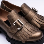 Pantofi Dama Loafers Bronz Bizonat cu Talpa Inalta Vagam 2115 - imagine 2