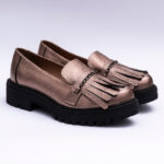 Pantofi Dama Loafers Roz Sidefat cu Talpa Inalta Vagam 2098