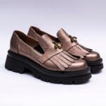 Pantofi Dama Loafers Roz Sidefat cu Talpa Inalta Vagam 2103