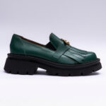 Pantofi Loafers Dama din Piele Naturala Verde Smarald Vagam 2091 - imagine 4