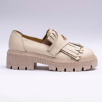 Pantofi Dama Loafers Crem cu Talpa Inalta Vagam 2119 - imagine 4