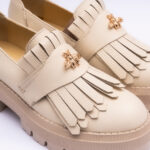 Pantofi Dama Loafers Crem cu Talpa Inalta Vagam 2119 - imagine 2