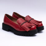 Pantofi Loafers Dama din Piele Naturala Rosii Vagam 2089 - imagine 4