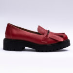 Pantofi Loafers Dama din Piele Naturala Rosii Vagam 2089