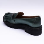 Pantofi Dama Loafers Verde Sidefat cu Talpa Inalta Vagam 2110 - imagine 3