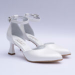Pantofi Dama Albi Decupati cu Toc Scurt Subtire Vagam2175 - imagine 3