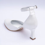Pantofi Dama Albi Decupati cu Toc Scurt Subtire Vagam2175 - imagine 2