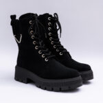 Ghete Negre Velvet cu Talpa Inalta Vagam 2214 - imagine 4